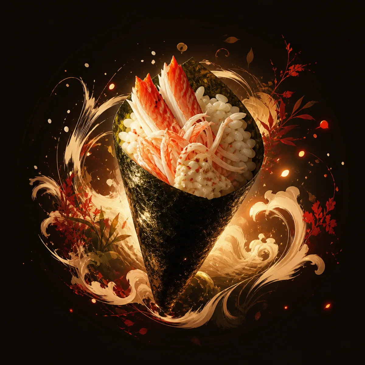 Ilustração: Temaki de kani + Coca